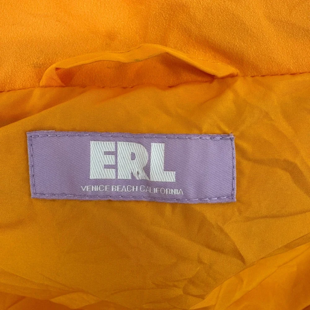 ERL Venice Beach Mens Wavy Puffer Vest Yellow Orange Down Filled ERL03C004 M